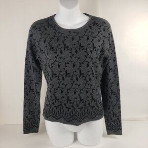 Freeport Studio XS Black Gray Print Sweater Womens Wool Blend NWT